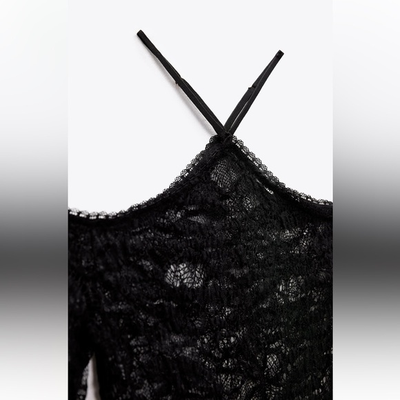Zara LACE BODYSUIT. Black. Size M. New with Tags. - Picture 3 of 7